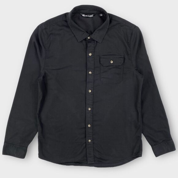 Travis Mathew Coolmax Shirt Mens Medium Black Button Up Stretch Outdoor Travel - Picture 2 of 11
